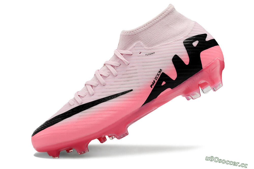Men's Nike Air Zoom Mercurial Superfly 9 Academy FG Firm Ground High-Tops Football Boots - Pink/Black 5