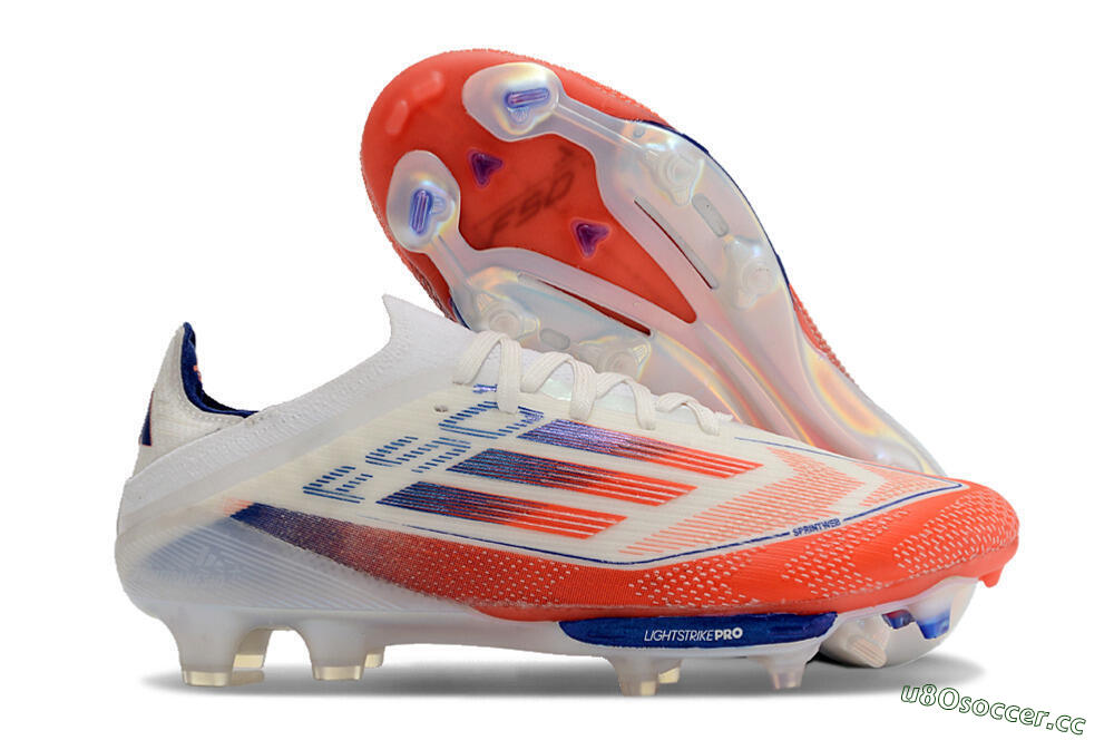 Men's Adidas F50 Adizero FG Firm Ground Low-Tops Football Boots - Red/Blue/White 2