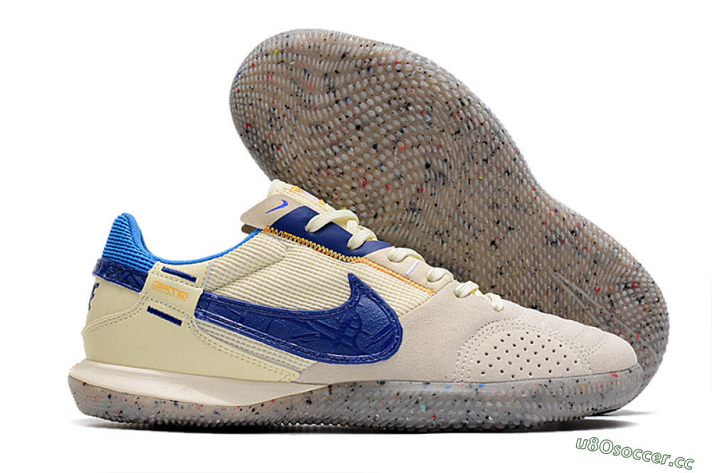 Men's Nike Street Gato IC Indoor & Futsal Low-Tops Football Shoes - Grey/Blue/Yellow 2