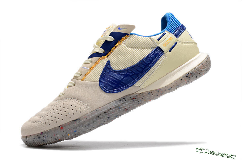 Men's Nike Street Gato IC Indoor & Futsal Low-Tops Football Shoes - Grey/Blue/Yellow 5