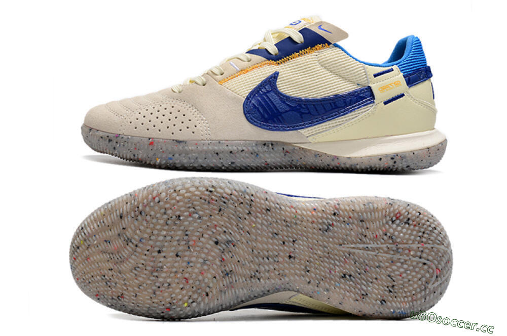 Men's Nike Street Gato IC Indoor & Futsal Low-Tops Football Shoes - Grey/Blue/Yellow 1