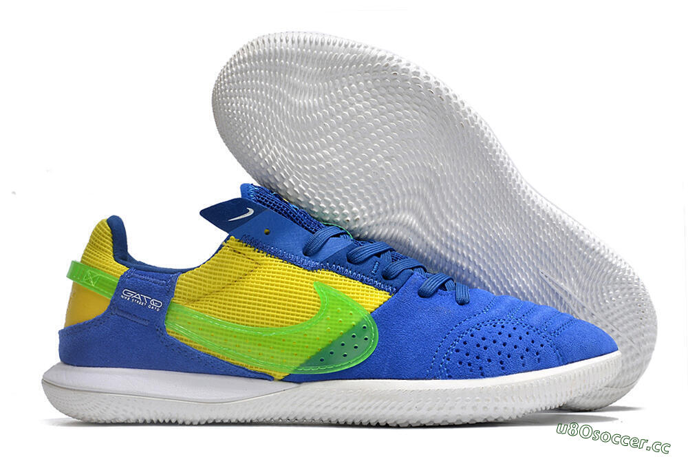 Men's Nike Street Gato IC Indoor & Futsal Low-Tops Football Shoes - Blue/Yellow/White 2