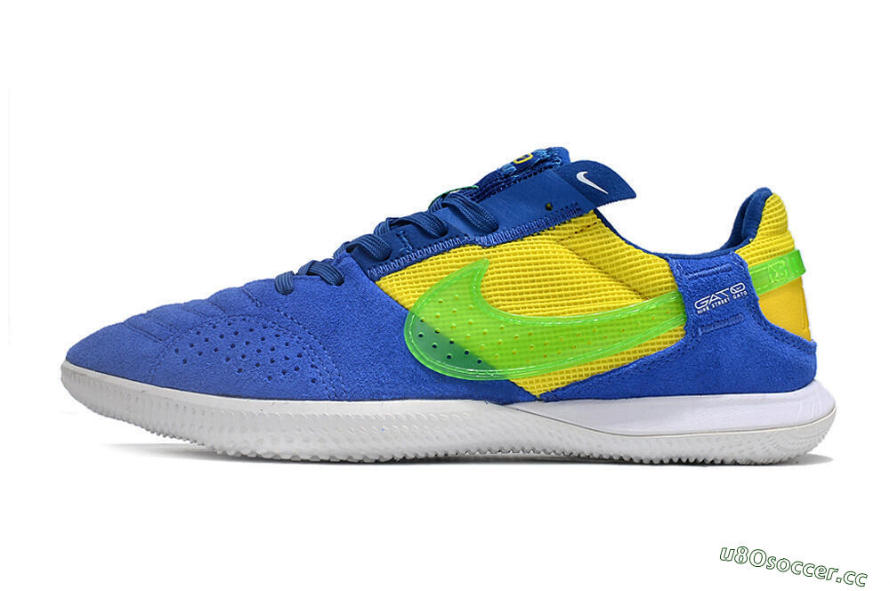 Men's Nike Street Gato IC Indoor & Futsal Low-Tops Football Shoes - Blue/Yellow/White 0