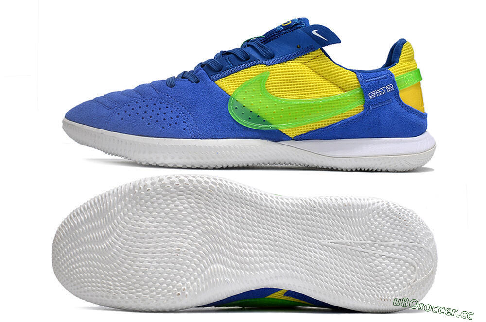 Men's Nike Street Gato IC Indoor & Futsal Low-Tops Football Shoes - Blue/Yellow/White 1