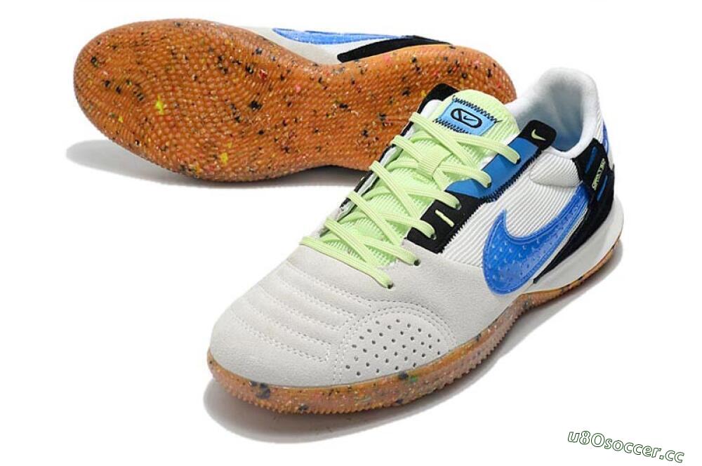 Men's Nike Street Gato IC Indoor & Futsal Low-Tops Football Shoes - Grey/White/Blue 3