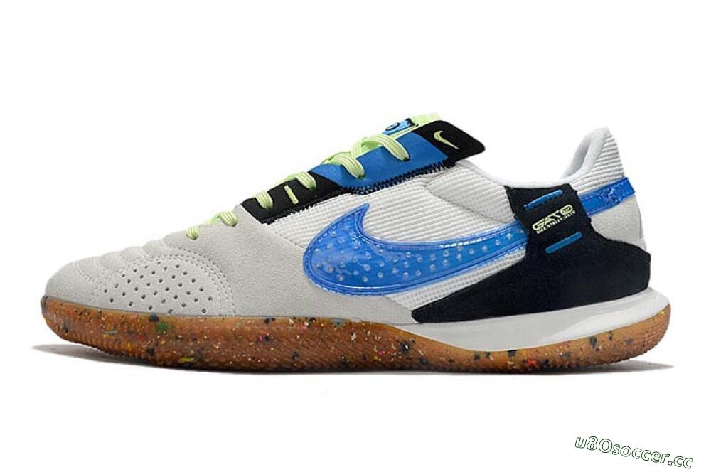 Men's Nike Street Gato IC Indoor & Futsal Low-Tops Football Shoes - Grey/White/Blue 0
