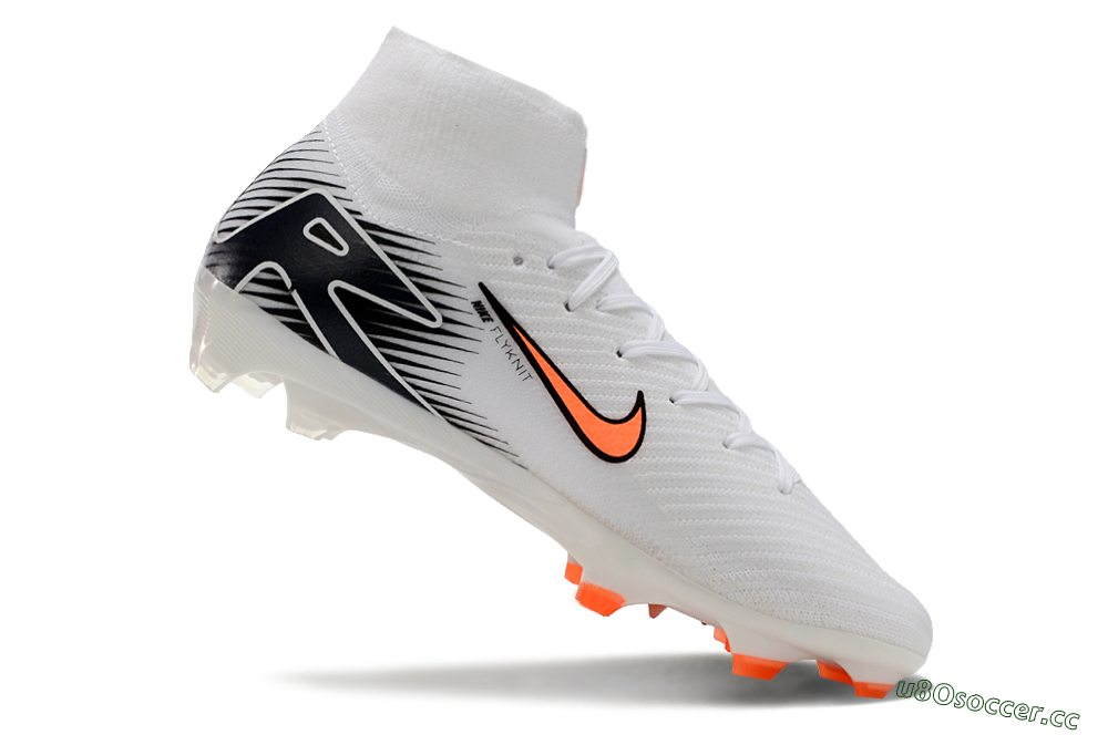 Women's Nike Air Zoom Mercurial Superfly 10 Elite FG Firm Ground High-Tops Football Boots - White/Orange/Black 4