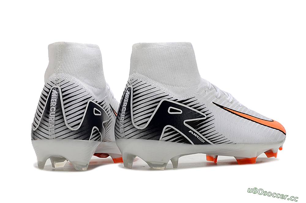 Women's Nike Air Zoom Mercurial Superfly 10 Elite FG Firm Ground High-Tops Football Boots - White/Orange/Black 6