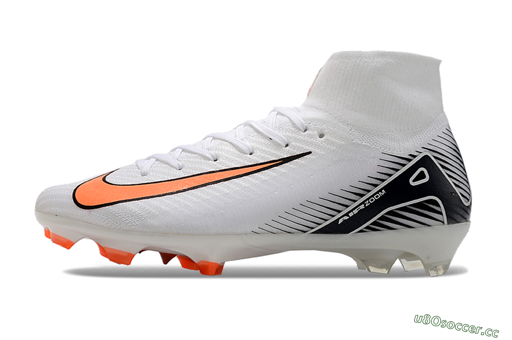 Women's Nike Air Zoom Mercurial Superfly 10 Elite FG Firm Ground High-Tops Football Boots - White/Orange/Black 0