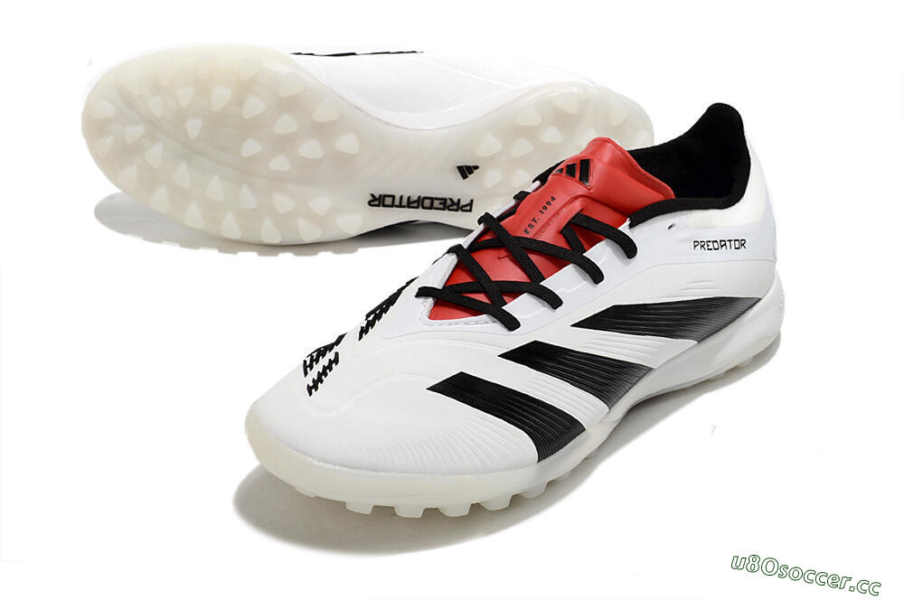 Men's Adidas Predator 24 Elite TF Artificial Turf Low-Tops Football Shoes - White/Black/Red 3