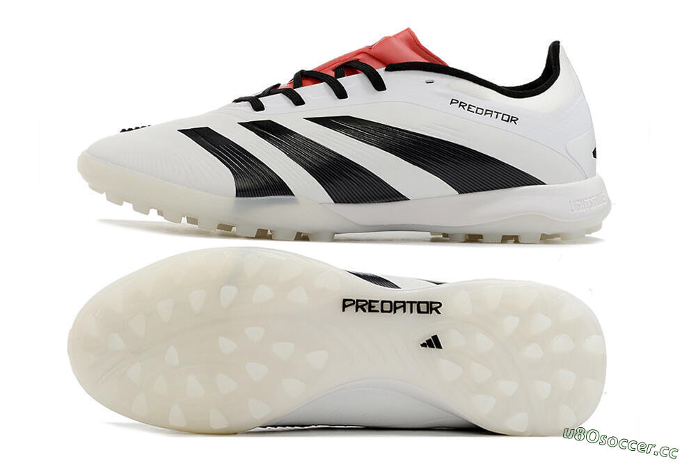 Men's Adidas Predator 24 Elite TF Artificial Turf Low-Tops Football Shoes - White/Black/Red 1