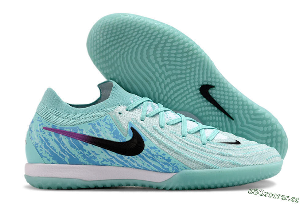 Men's Nike Phantom GX 2 Elite IC Indoor & Futsal Low-Tops Football Shoes - Jade/Black/Purple 2