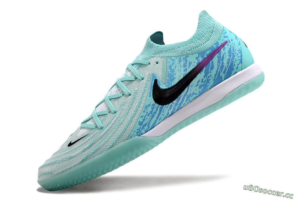 Men's Nike Phantom GX 2 Elite IC Indoor & Futsal Low-Tops Football Shoes - Jade/Black/Purple 5