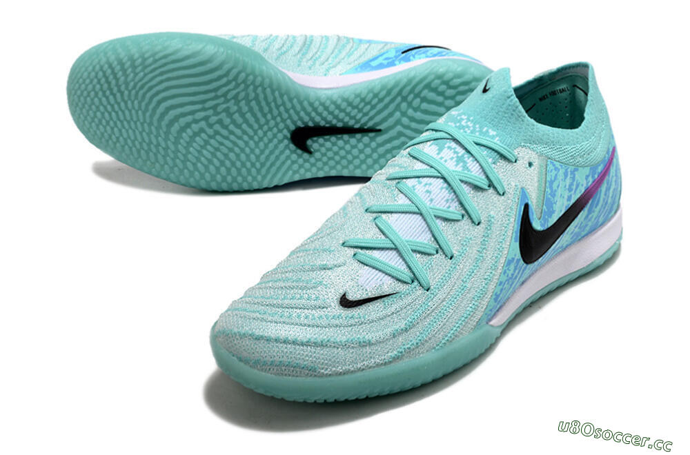 Men's Nike Phantom GX 2 Elite IC Indoor & Futsal Low-Tops Football Shoes - Jade/Black/Purple 3