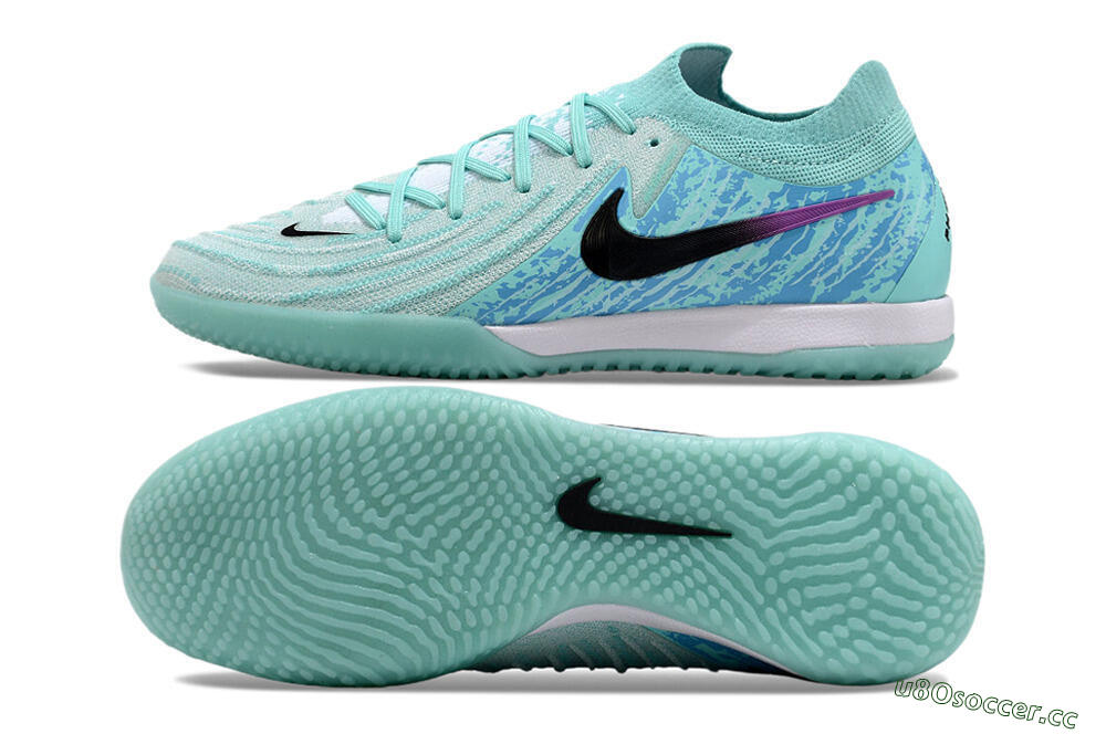 Men's Nike Phantom GX 2 Elite IC Indoor & Futsal Low-Tops Football Shoes - Jade/Black/Purple 1