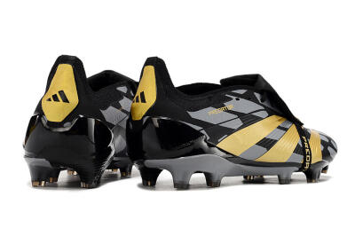 Men's Adidas Predator Elite Foldover Tongue FG Firm Ground Low-Tops Football Boots - Black/Grey/Gold