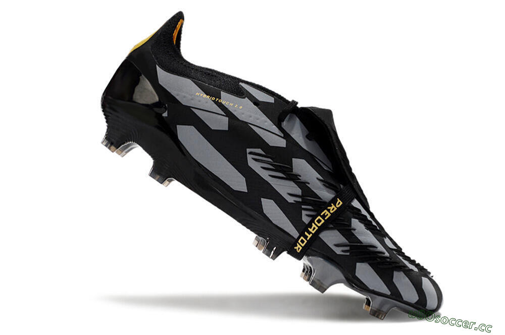 Men's Adidas Predator Elite Foldover Tongue FG Firm Ground Low-Tops Football Boots - Black/Grey/Gold 4
