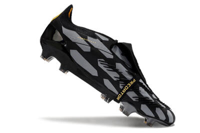 Men's Adidas Predator Elite Foldover Tongue FG Firm Ground Low-Tops Football Boots - Black/Grey/Gold