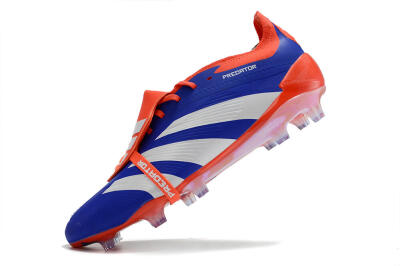 Men's Adidas Predator Elite Foldover Tongue FG Firm Ground Low-Tops Football Boots - Blue/White/Red