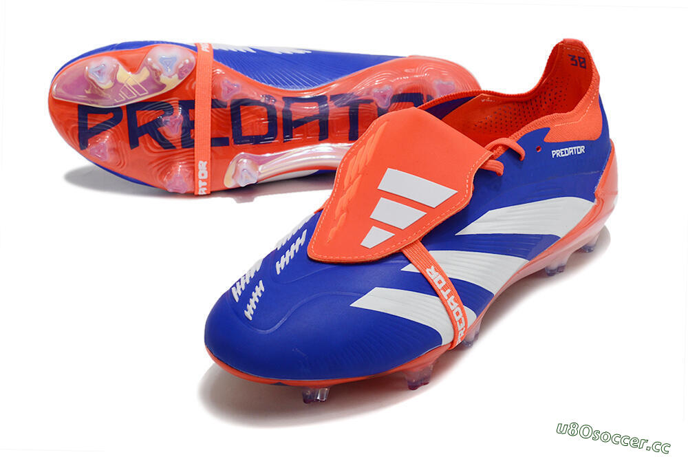 Men's Adidas Predator Elite Foldover Tongue FG Firm Ground Low-Tops Football Boots - Blue/White/Red 3