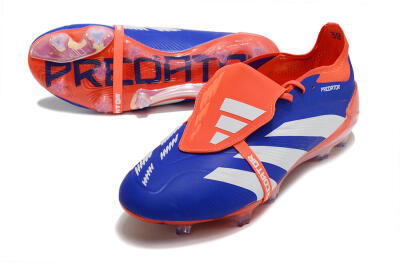 Men's Adidas Predator Elite Foldover Tongue FG Firm Ground Low-Tops Football Boots - Blue/White/Red
