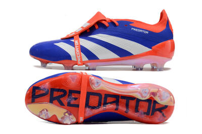 Men's Adidas Predator Elite Foldover Tongue FG Firm Ground Low-Tops Football Boots - Blue/White/Red