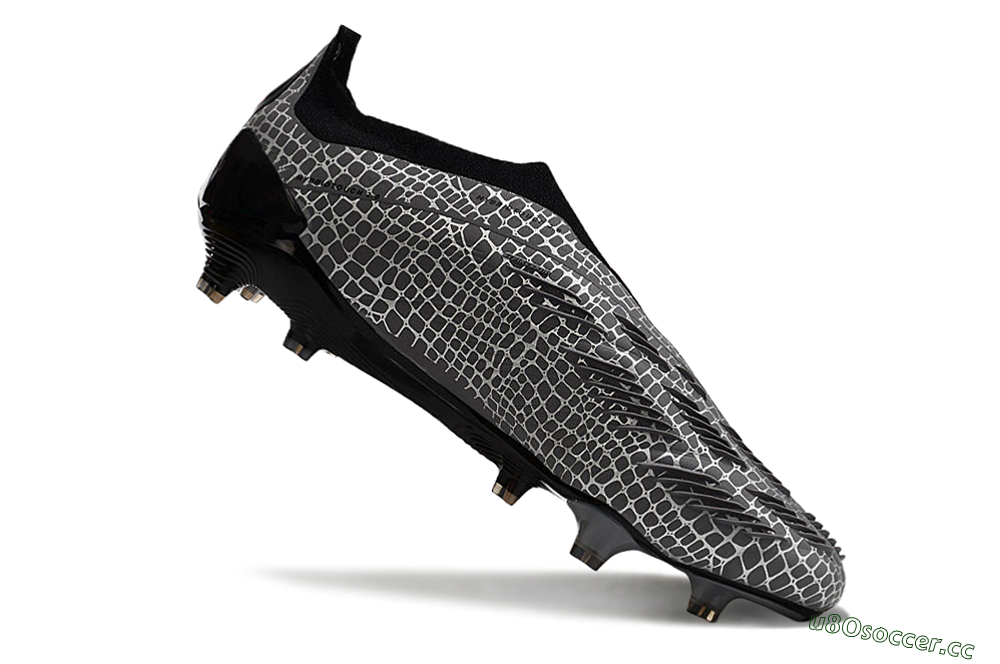 Men's Adidas Predator+ 24 Elite Laceless FG Firm Ground Low-Tops Football Boots - Grey/Black/Red 4