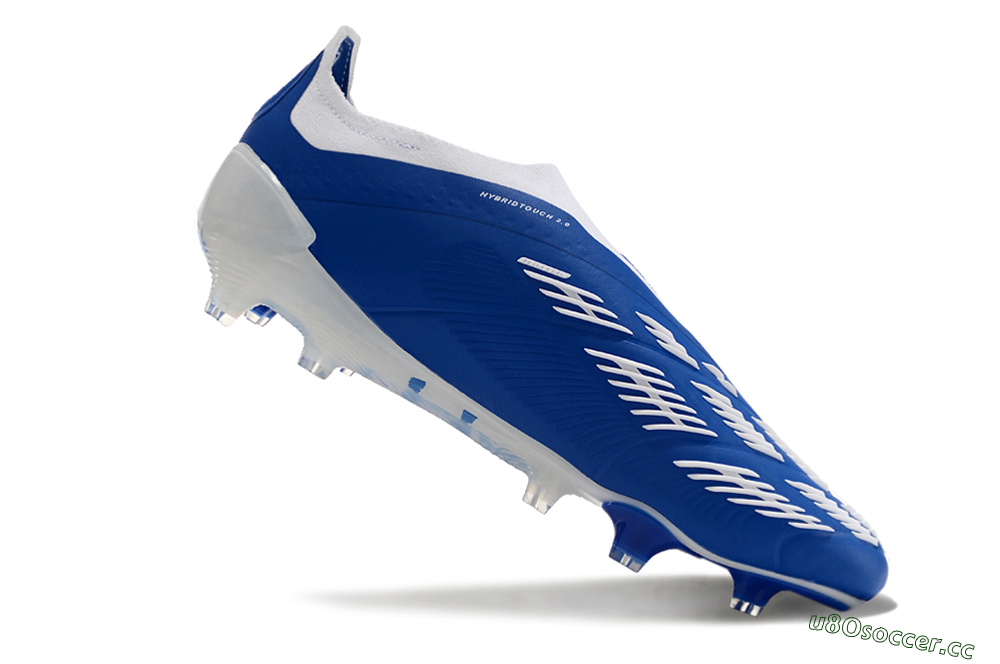 Men's Adidas Predator+ 24 Elite Laceless FG Firm Ground Low-Tops Football Boots - Blue/White 4