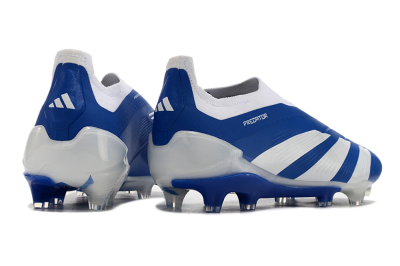Men's Adidas Predator+ 24 Elite Laceless FG Firm Ground Low-Tops Football Boots - Blue/White