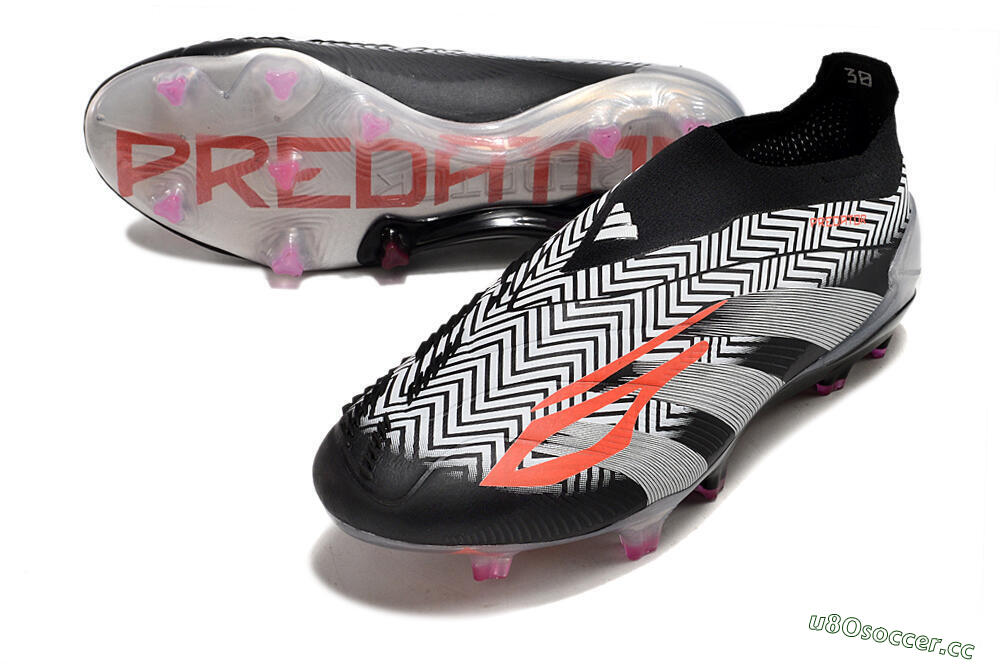 Men's Adidas Predator+ 24 Elite Laceless FG Firm Ground Low-Tops Football Boots - White/Black/Silver 3