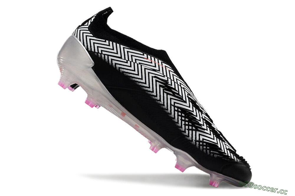 Men's Adidas Predator+ 24 Elite Laceless FG Firm Ground Low-Tops Football Boots - White/Black/Silver 4