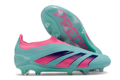Men's Adidas Predator+ 24 Elite Laceless FG Firm Ground Low-Tops Football Boots - Jade/Pink/Purple