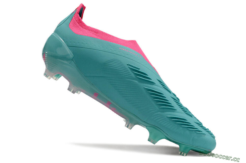 Men's Adidas Predator+ 24 Elite Laceless FG Firm Ground Low-Tops Football Boots - Jade/Pink/Purple 4