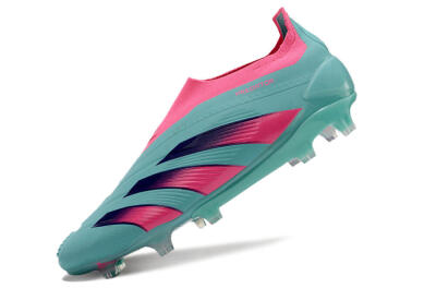 Men's Adidas Predator+ 24 Elite Laceless FG Firm Ground Low-Tops Football Boots - Jade/Pink/Purple
