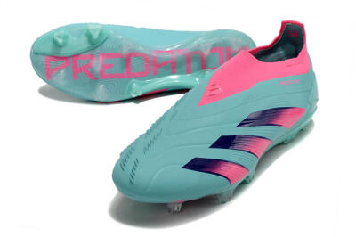 Men's Adidas Predator+ 24 Elite Laceless FG Firm Ground Low-Tops Football Boots - Jade/Pink/Purple
