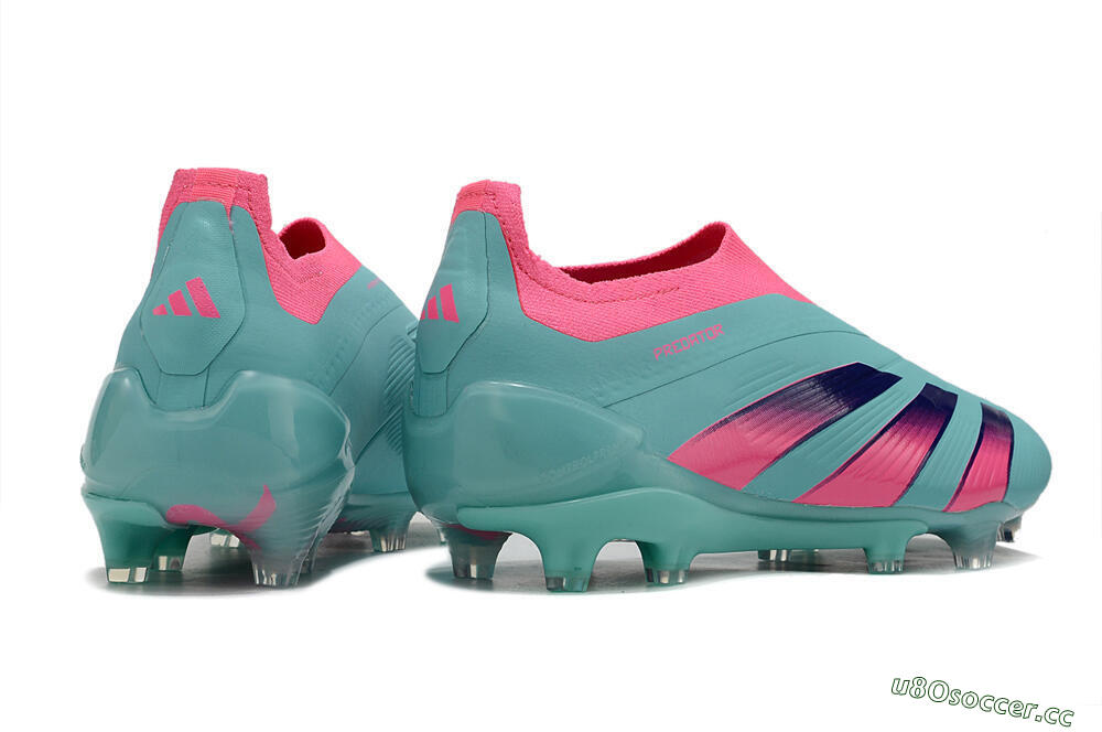 Men's Adidas Predator+ 24 Elite Laceless FG Firm Ground Low-Tops Football Boots - Jade/Pink/Purple 6