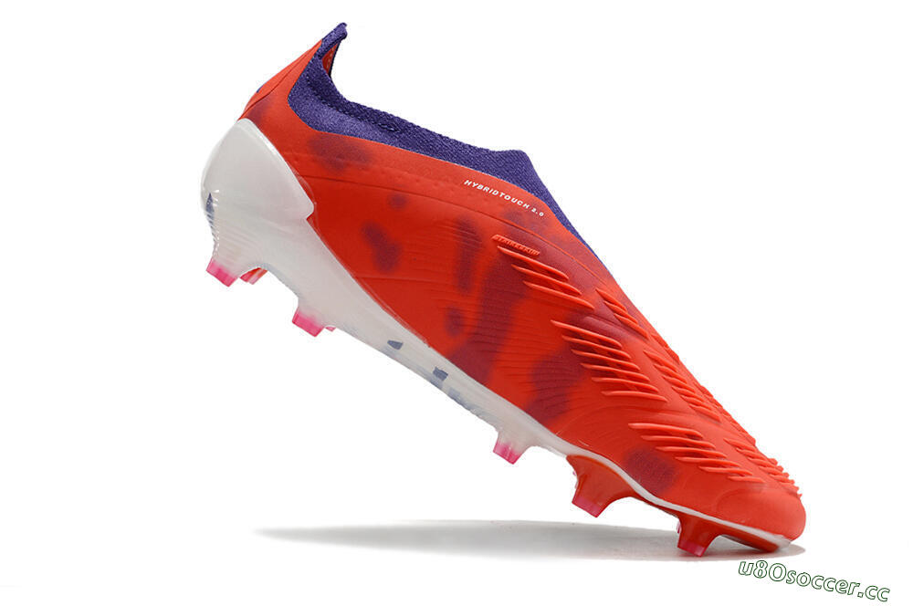 Men's Adidas Predator+ 24 Elite Laceless FG Firm Ground Low-Tops Football Boots - Red/White/Purple 4