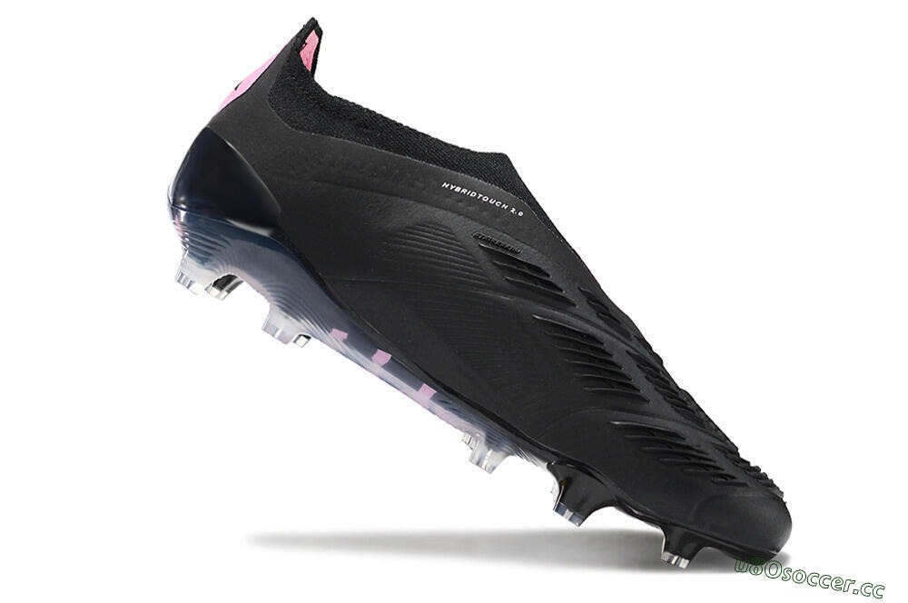Men's Adidas Predator+ 24 Elite Laceless FG Firm Ground Low-Tops Football Boots - Black/Pink 4