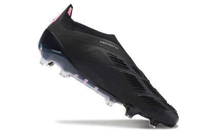 Men's Adidas Predator+ 24 Elite Laceless FG Firm Ground Low-Tops Football Boots - Black/Pink