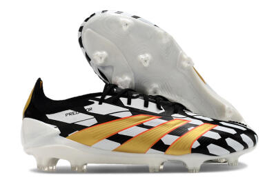 Men's Adidas Predator 24 Elite FG Firm Ground Low-Tops Football Boots - White/Black/Gold
