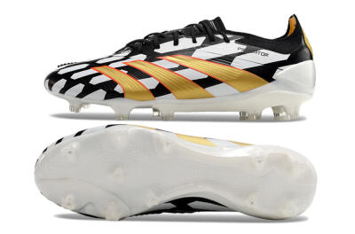 Men's Adidas Predator 24 Elite FG Firm Ground Low-Tops Football Boots - White/Black/Gold