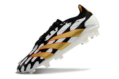 Men's Adidas Predator 24 Elite FG Firm Ground Low-Tops Football Boots - White/Black/Gold