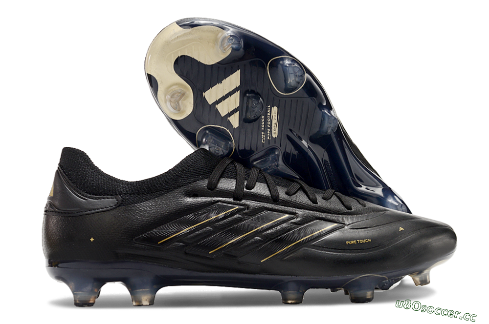Men's Adidas Copa Pure 2+ FG Firm Ground Low-Tops Football Boots - Black/Gold/Blue 2