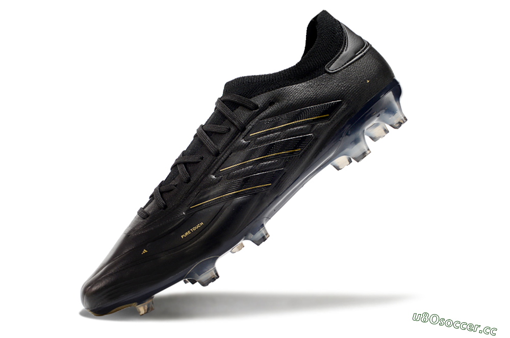 Men's Adidas Copa Pure 2+ FG Firm Ground Low-Tops Football Boots - Black/Gold/Blue 5