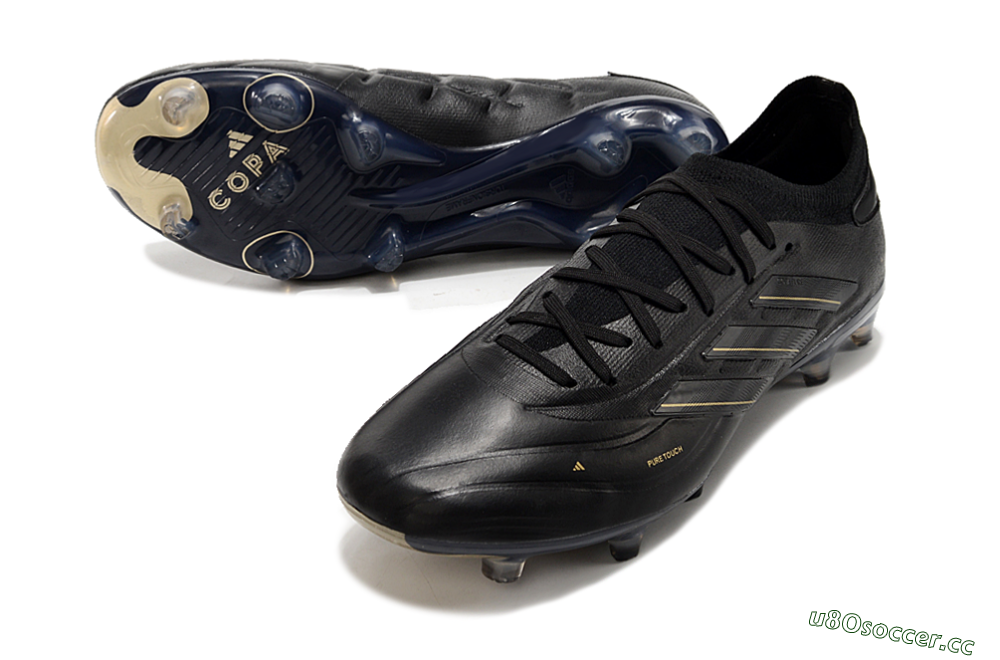 Men's Adidas Copa Pure 2+ FG Firm Ground Low-Tops Football Boots - Black/Gold/Blue 3