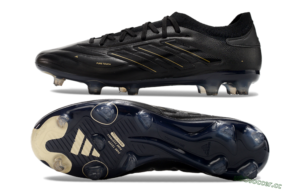 Men's Adidas Copa Pure 2+ FG Firm Ground Low-Tops Football Boots - Black/Gold/Blue 1