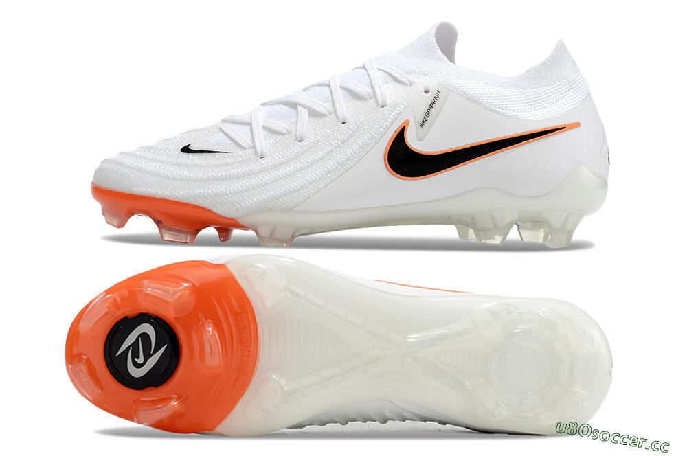 Men's Nike Phantom Luna Elite NU FG Firm Ground Low-Tops Football Boots - White/Black/Orange 1