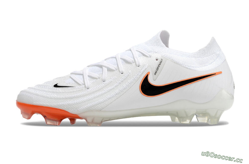 Men's Nike Phantom Luna Elite NU FG Firm Ground Low-Tops Football Boots - White/Black/Orange 0