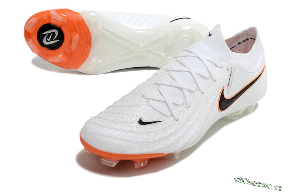 Men's Nike Phantom Luna Elite NU FG Firm Ground Low-Tops Football Boots - White/Black/Orange 3