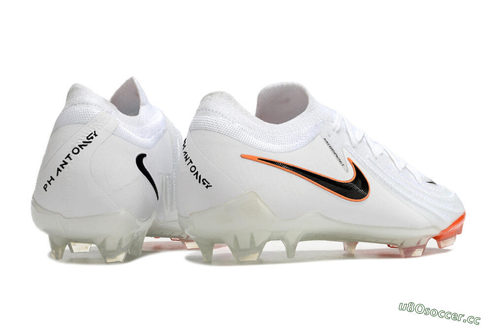 Men's Nike Phantom Luna Elite NU FG Firm Ground Low-Tops Football Boots - White/Black/Orange 6